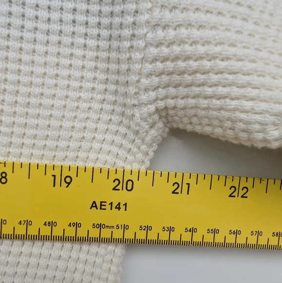 L.L.Bean Cotton Waffle Knit Sweater Cream Black Stripe – Women’s M - Picture 7 of 9